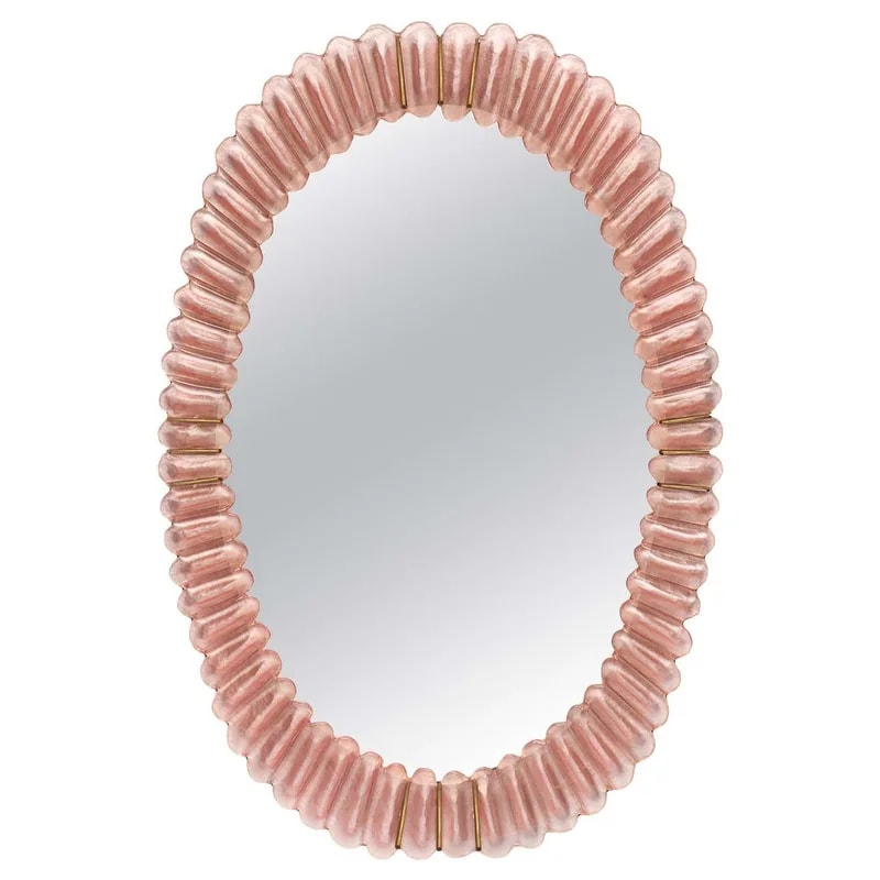 Large Oval Pink Murano Glass Mirror — decorative_object — resale