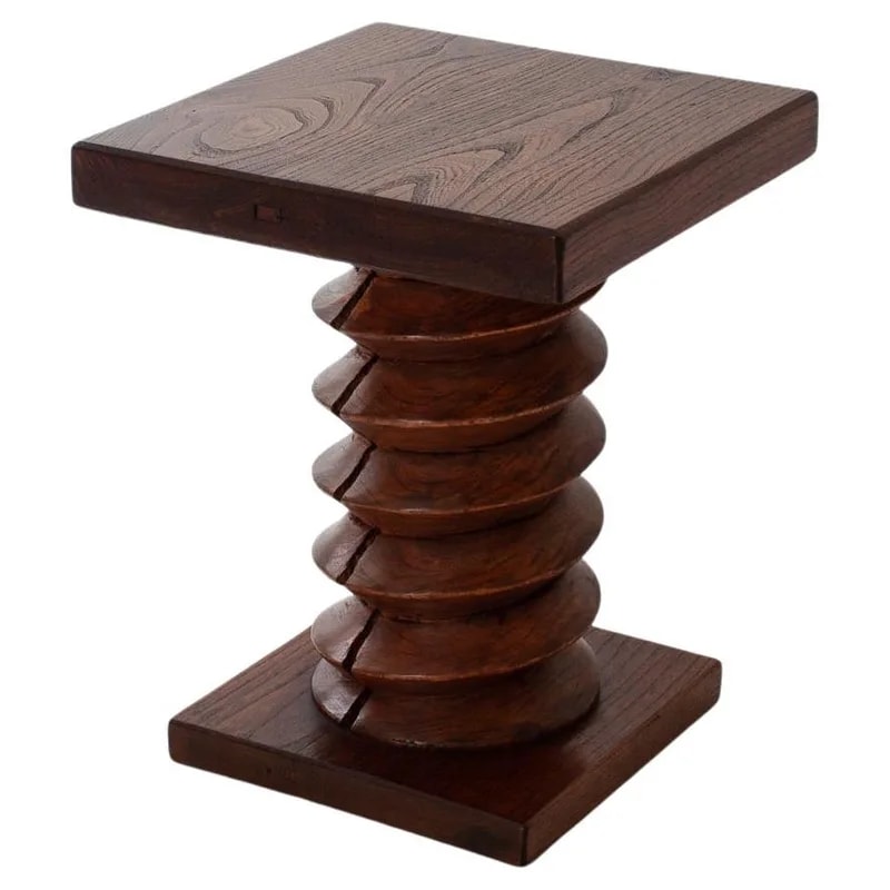 Vintage French Turned Column Side Table Reminiscent of Charles Dudouyt — Furniture — resale