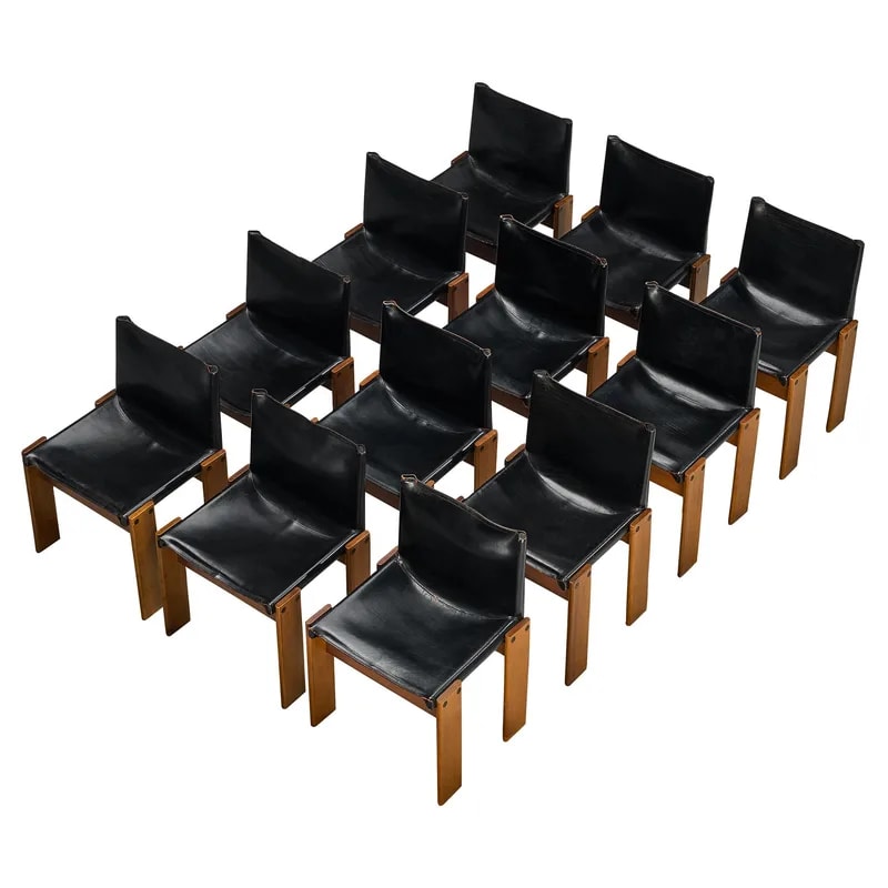 Afra & Tobia Scarpa for Molteni Set of Twelve Monk Dining Chairs — Furniture — resale