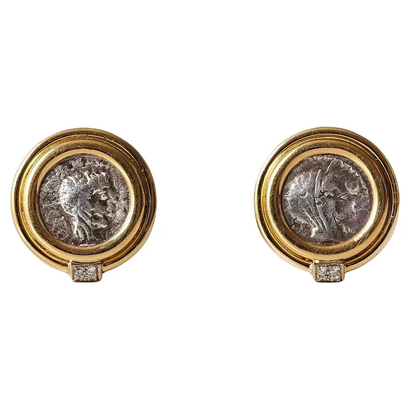 Bvlgari — Bvlgari Monete Faustina the Younger Earrings 18kt With Accent Diamonds — Jewelry — resale