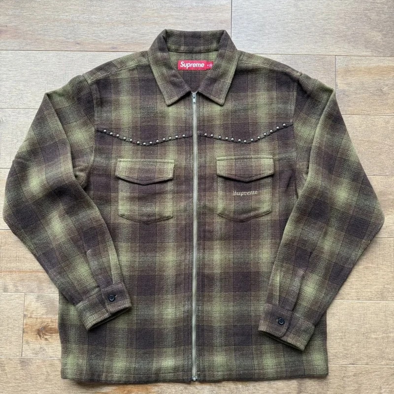 Supreme — Supreme Studded Plaid Zip Flannel — streetwear — resale