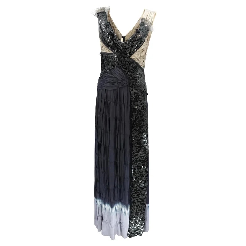 Prada — Prada Asymmetric Evening Gown With Sequin Wrap Panel — Clothing — resale