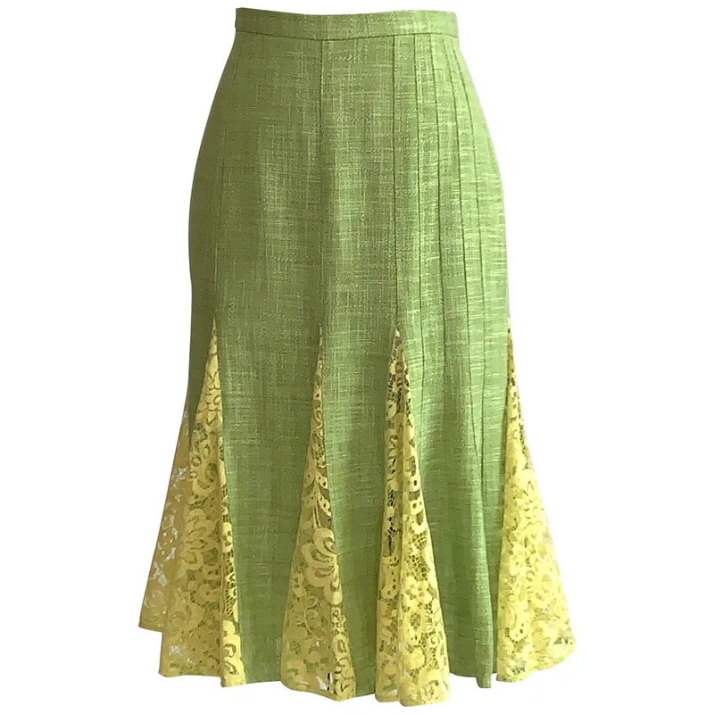 Dolce & Gabbana — Dolce & Gabbana Flared Pencil Skirt With Lace Accents — Clothing — resale