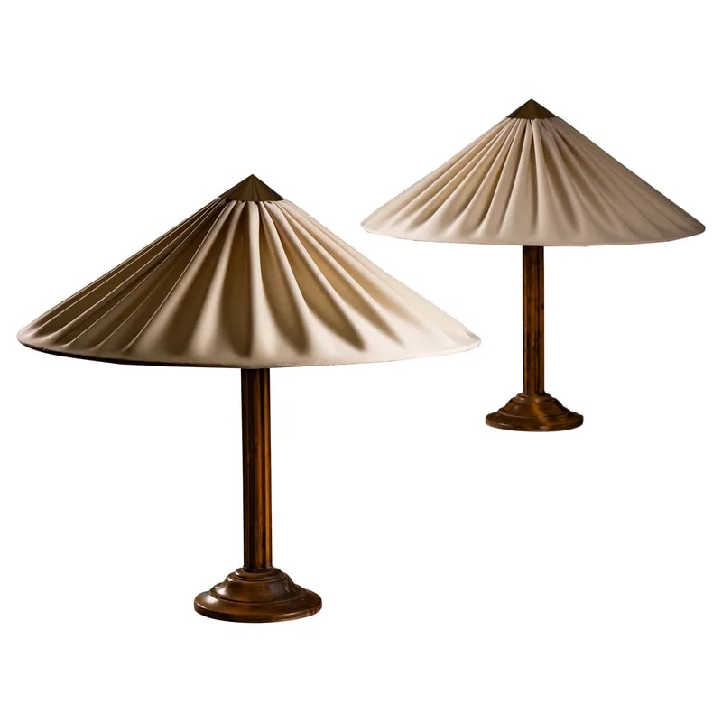 Pair of Large Wooden Modernist Table Lamps, 1930s, Finland — Furniture — resale