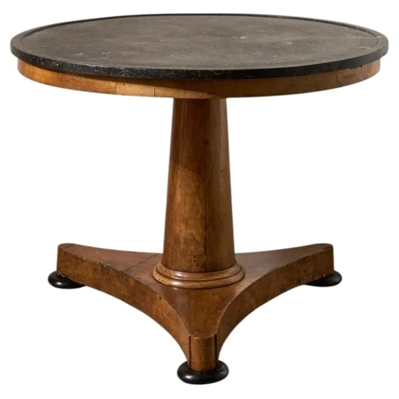 19th Century Fossil Marble and Mahogany Gueridon Table — Furniture — resale