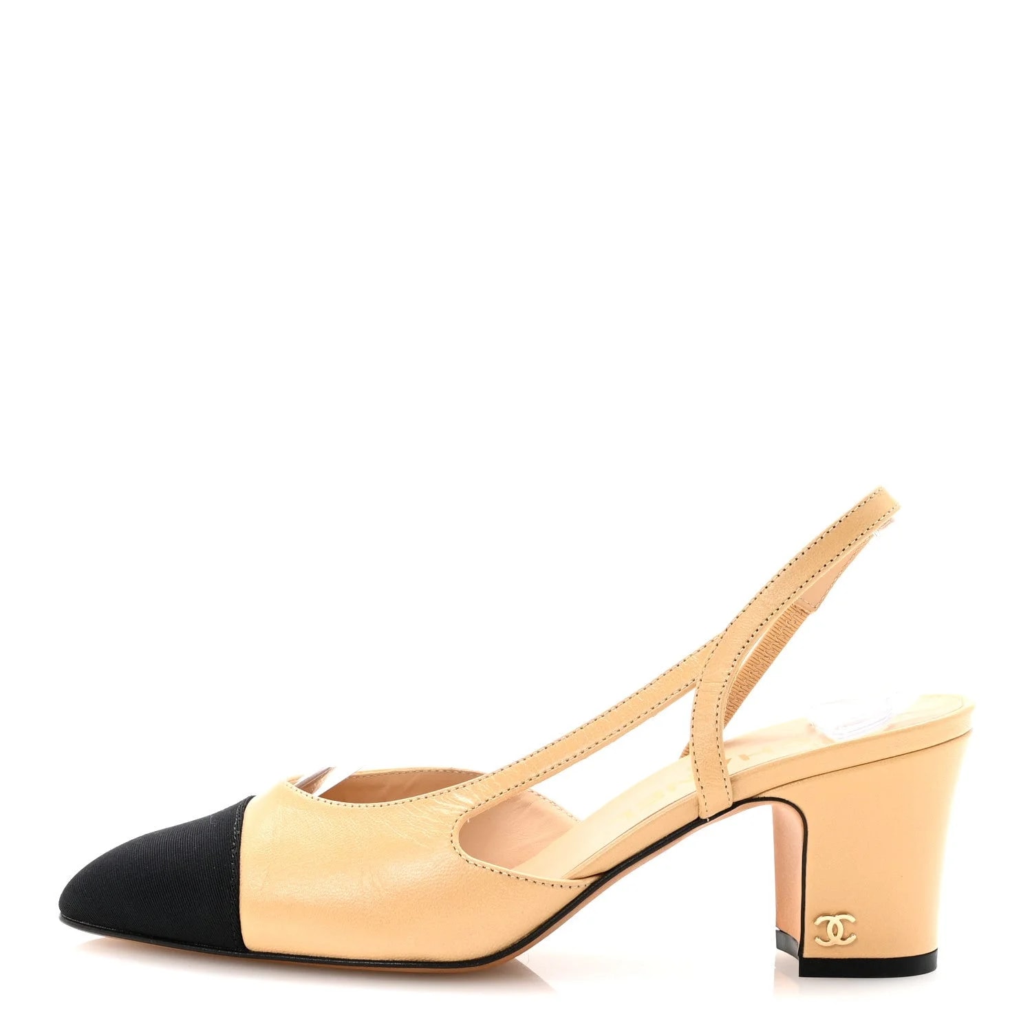 Chanel — Grosgrain Cap Toe CC Slingback 36.5 — Designer Shoe — resale