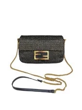 Fendi — Authentic Fendi Beaded Fabric With Thread -Tone — Handbag — resale