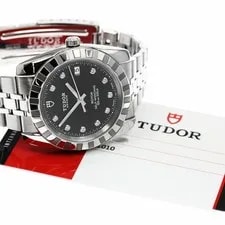 Tudor Classic Date Day 23010 10P Diamond Navy Dial Automatic Watch_934162 2