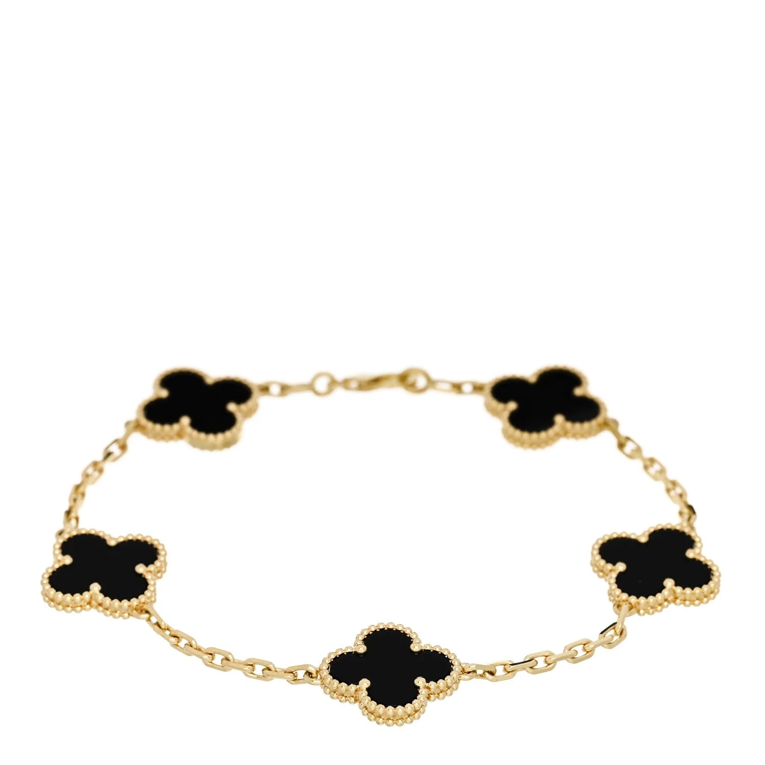 Van Cleef & Arpels — 18K Yellow Gold Carnelian 5 Motifs Alhambra — Jewelry — resale