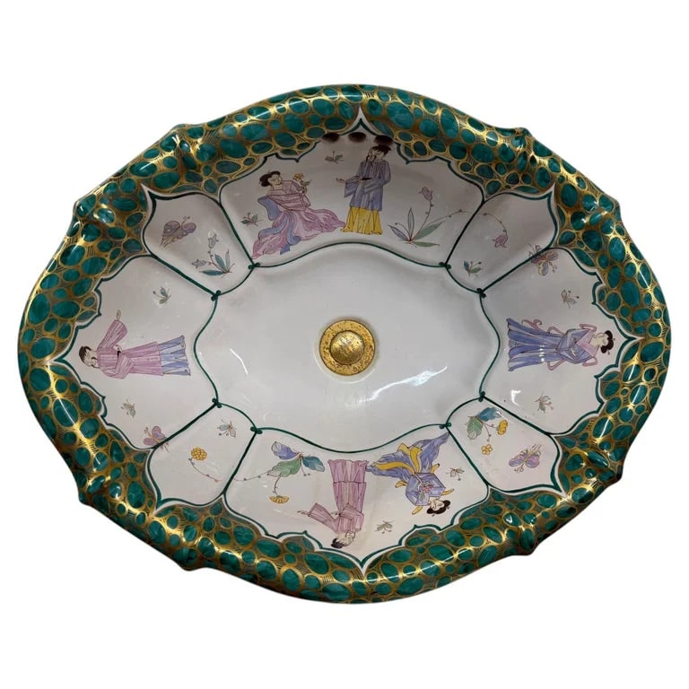Sherle Wagner — Hand-Painted Italian Chinoiserie Porcelain Pedestal Sink By Sherle Wagner — Furniture — resale