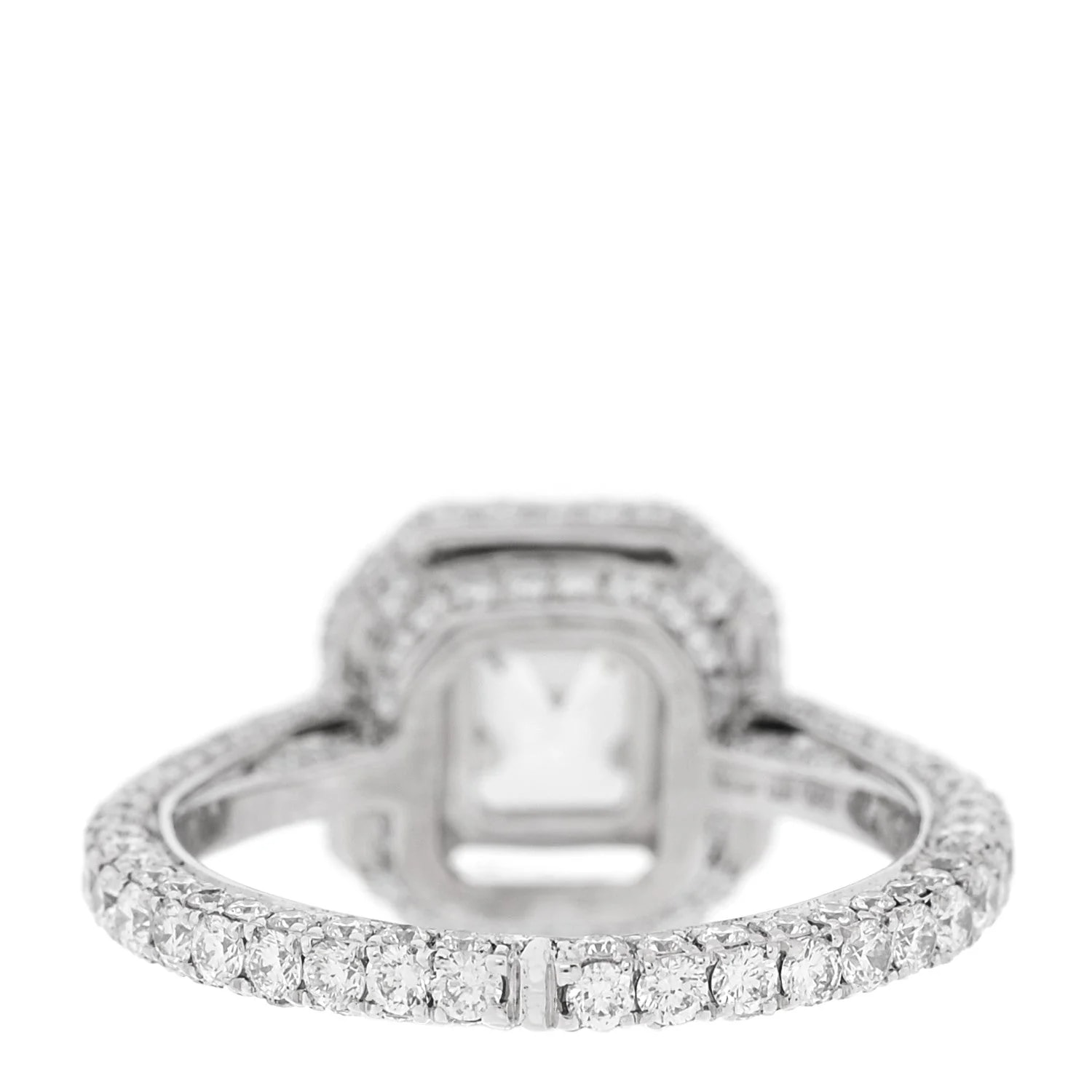 18K White Gold .96ct Asscher Cut Pave Engagement 45 3.5 3