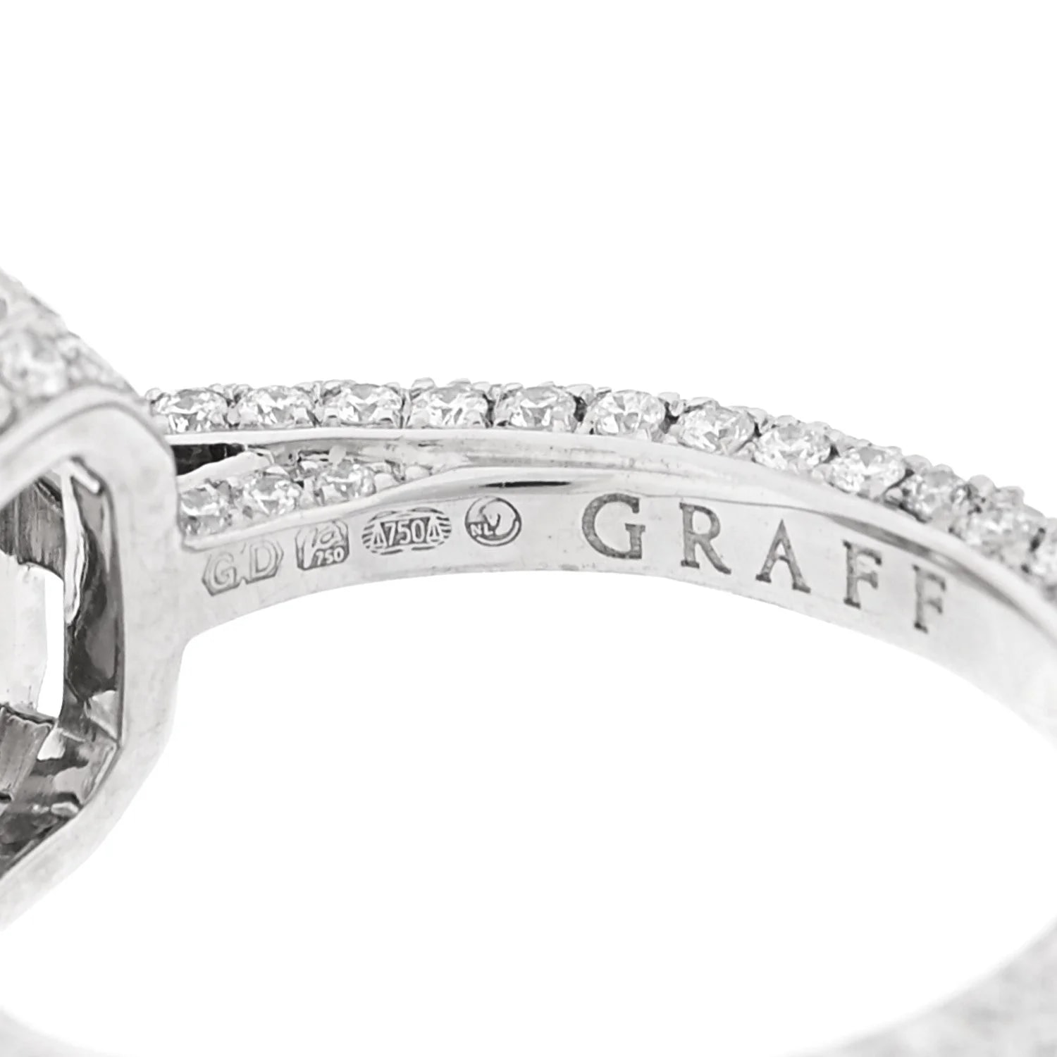 18K White Gold .96ct Asscher Cut Pave Engagement 45 3.5 4
