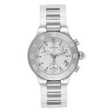 Cartier — Cartier Must 21 Steel w/White Rubber Band & White Dial. (W10197U2) — Watch — resale