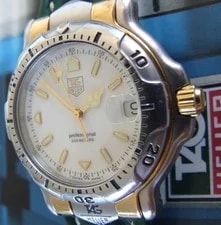 Tag Heuer — TAG HeUeR Classic 6000 SS & Solid 18K Gold ~WH1151~Cream~NEW Green Band — Watch — resale
