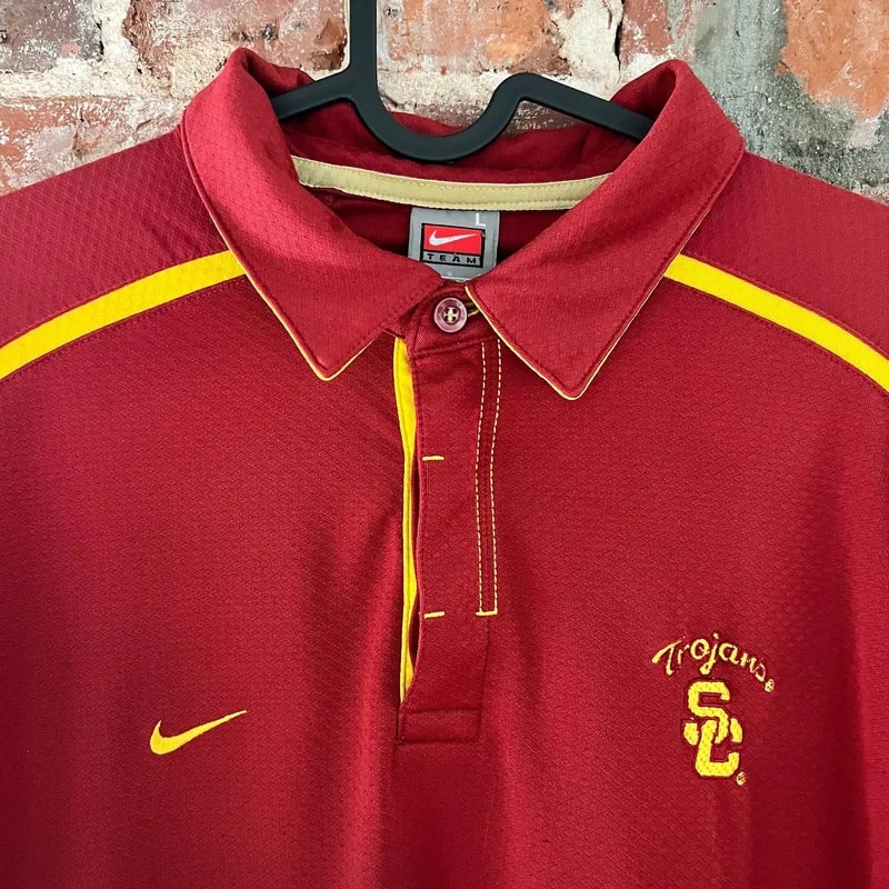 NIKE — 90s Univ of Southern California Nike Polo Shirt L 24x30 — streetwear — resale