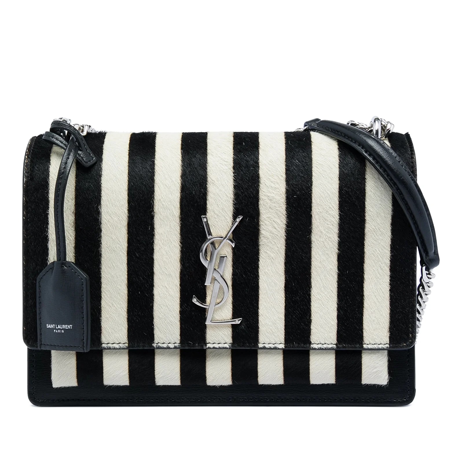 Saint Laurent — Medium Striped Ponyhair and Sunset Crossbody — Handbag — resale