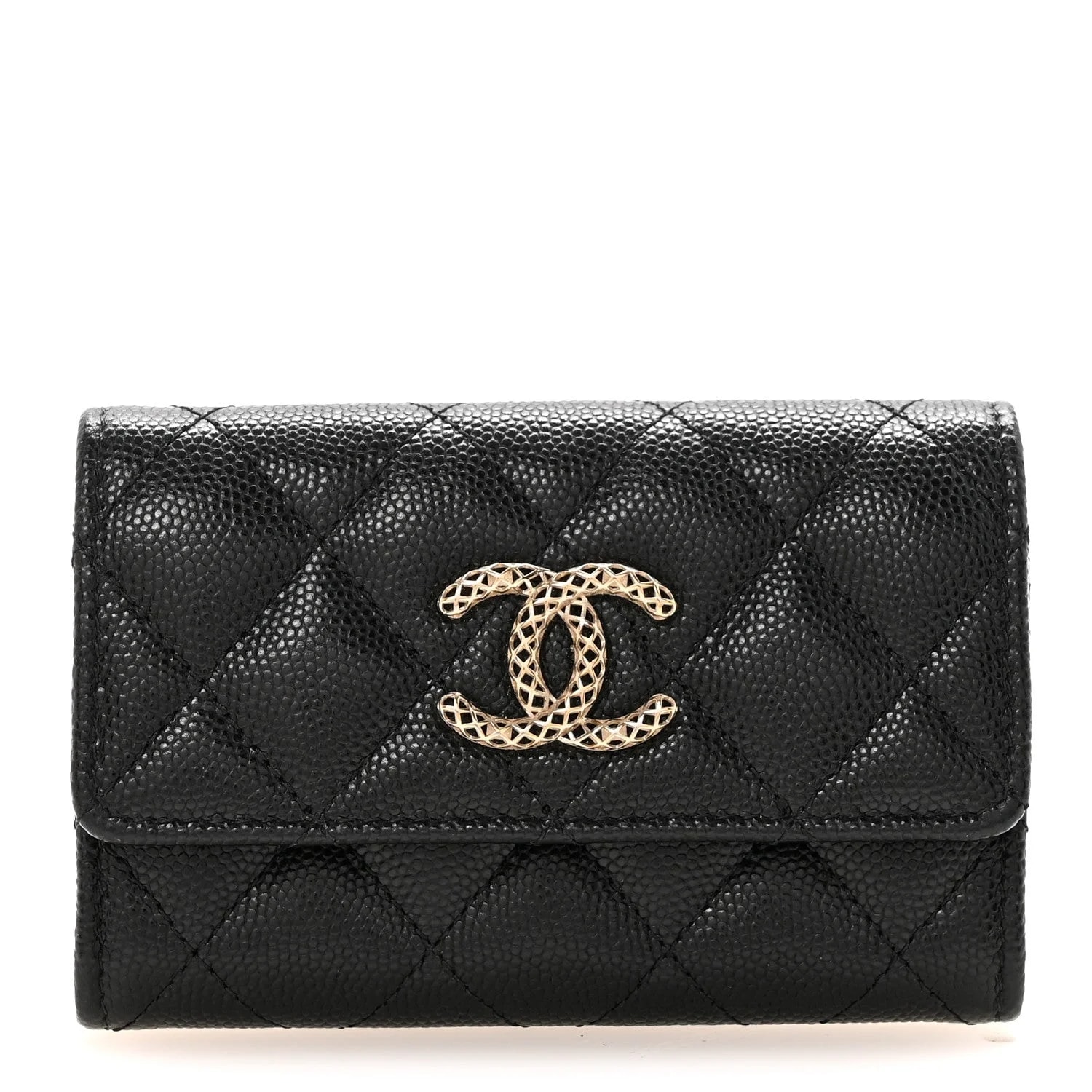 Chanel — Metal Perforated CC Flap Card Holder — Accessory — resale