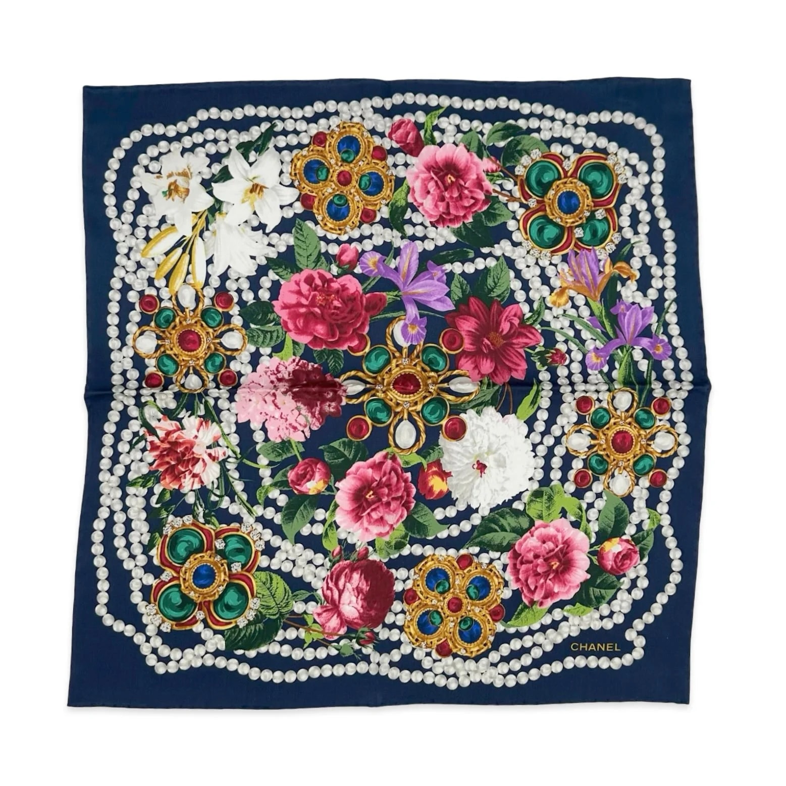 Luv Luxe Scottsdale — Chanel Floral Jewels Square Handkerchief Scarf — Accessory — resale