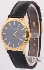 Patek Philippe Calatrava Blue 18K Yellow Gold Leather Automatic 33mm 3602J 3