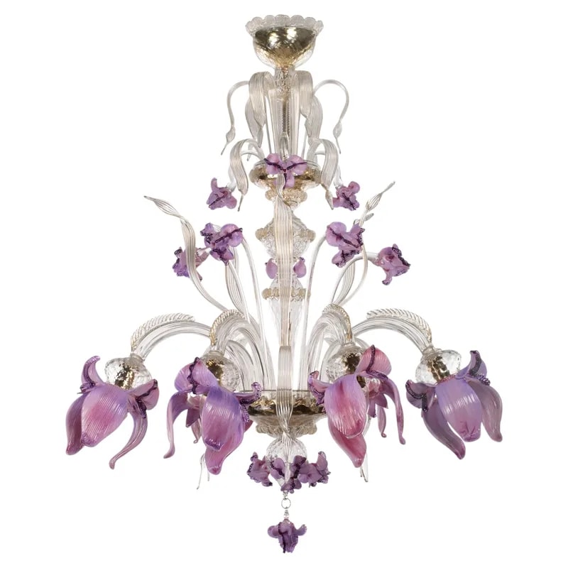 Capriccio Chandelier, 8 Arms, Blue Artistic Murano Glass by Multiforme — lighting — resale