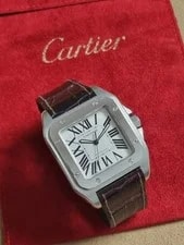 Cartier 2656 Santos 100 XL 38mm White Roman Numeral Dial Good Condition 4