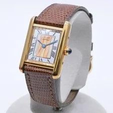Cartier 5057001 Must Tank SM Vermeil White Dial Quartz Battery Operated 20mm 2 H 2
