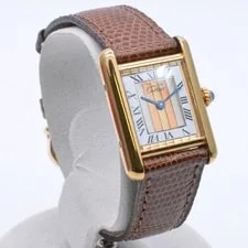 Cartier 5057001 Must Tank SM Vermeil White Dial Quartz Battery Operated 20mm 2 H 3
