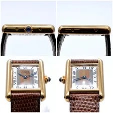 Cartier 5057001 Must Tank SM Vermeil White Dial Quartz Battery Operated 20mm 2 H 4