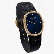 Patek Philippe Ellipse 18k Yellow Gold Blue Diamond Dial Manual Wind 3849 4