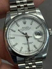 Rolex Datejust 36 White Smooth Bezel 116200 Super Jubilee Roulette Date 2