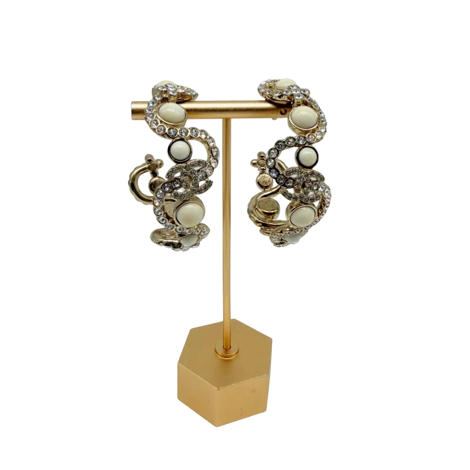 Chanel — Chanel Hoop Clip on With Crystals and Enamel — Jewelry — resale