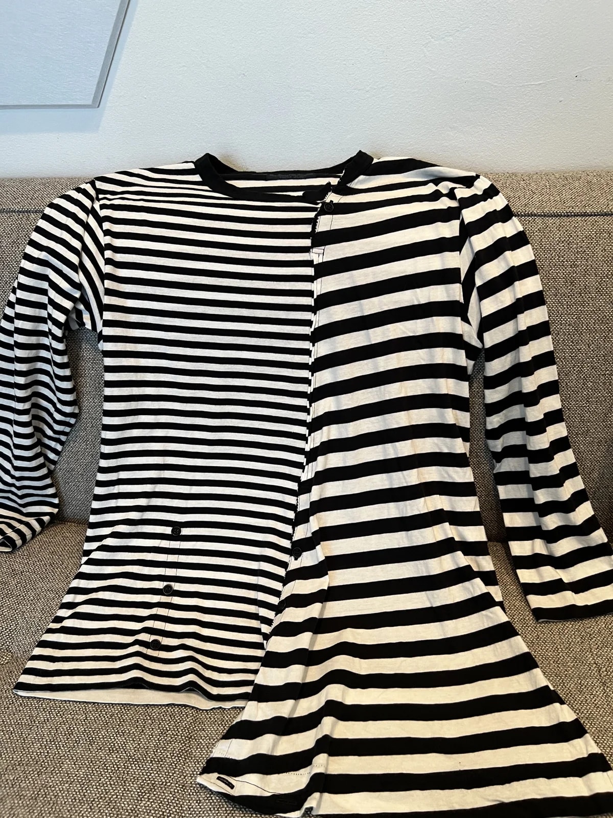 & Stripe Asymmetric Long Sleeve T-Shirt — streetwear — resale