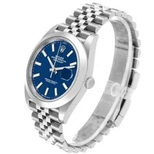 Rolex Datejust 41 Steel Blue Dial Smooth Bezel 126300 Unworn 4
