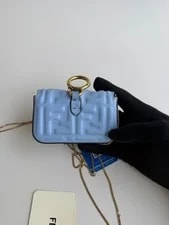 Auth Fendi Mini Baguette Embossed Chain Crossbody 4