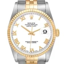 Rolex — Rolex Datejust 36 Steel Yellow Gold White Roman Dial 16233 — Watch — resale