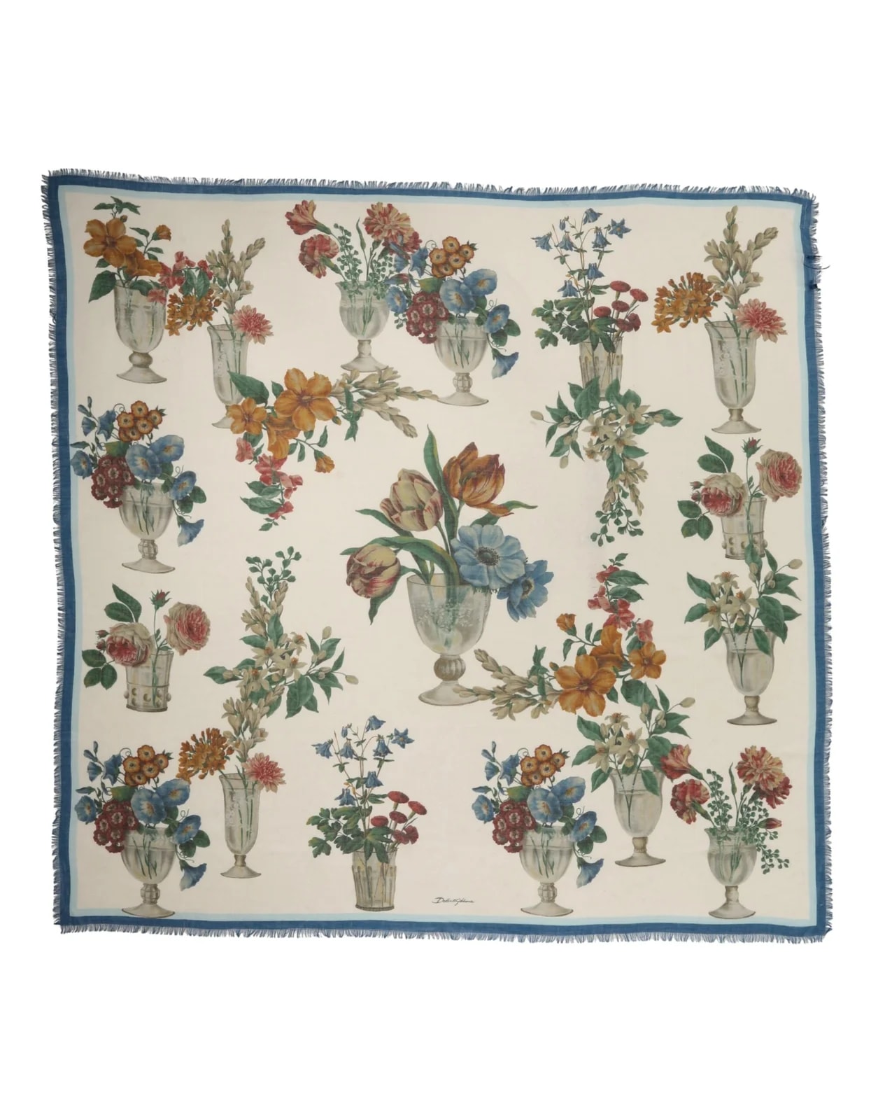Dolce & Gabbana — Dolce & Gabbana Flower Vase Stole Wrap 132cm X 128cm Scarf — Accessory — resale