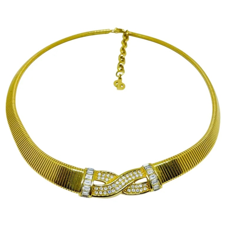 Dior — Christian Dior Signed Crystals Omega Chain — Jewelry — resale