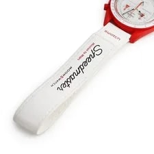 Omega Speedmaster Moonwatch Quartz Red Dial White Band From Japan 3