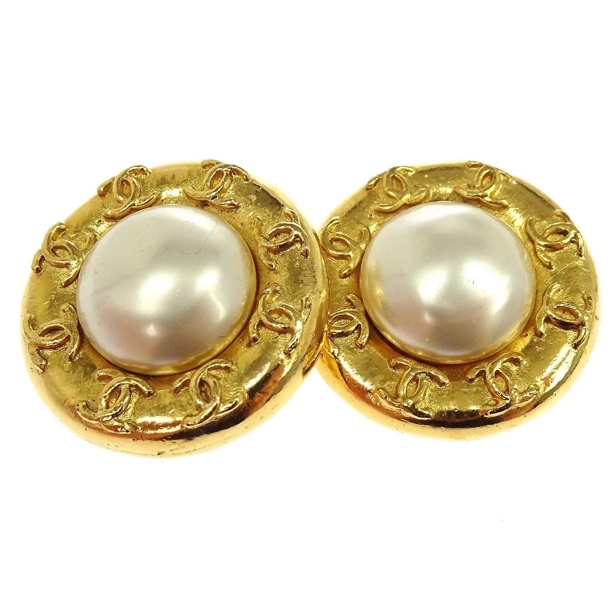 Chanel Cc Round Clip-On Metal With Faux Gold_Plated Jewelry 4