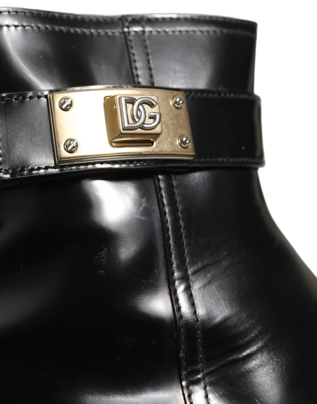Dolce & Gabbana — Dolce & Gabbana Logo Buckle Mid Calf — Designer Shoe — resale