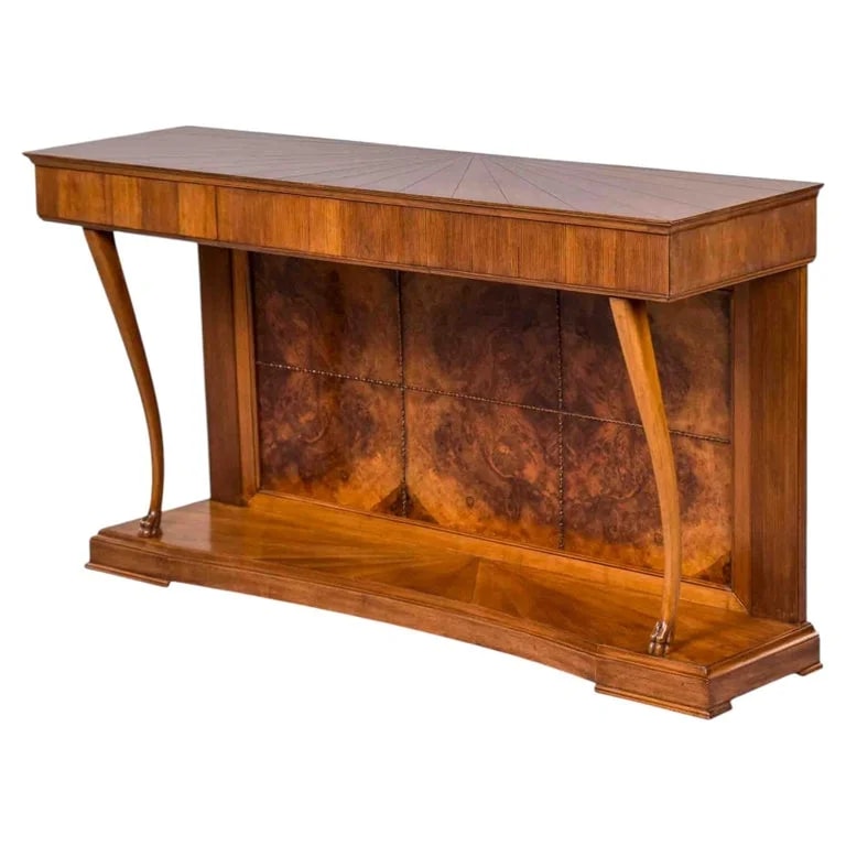 Italian Art Deco Three Drawer Console With Crotch Veneer — Furniture — resale