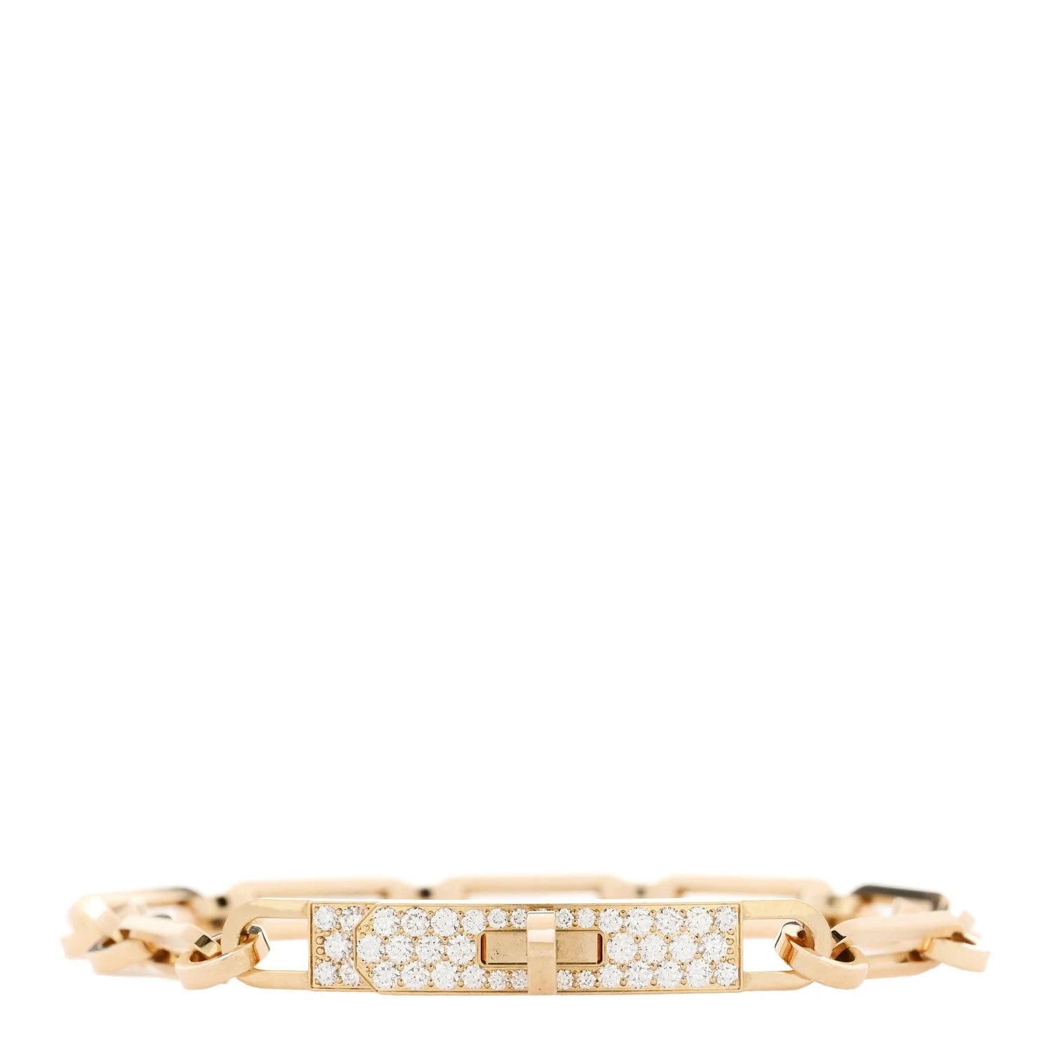Hermès — 18K Yellow Gold Pave Kelly Chaine ST — Jewelry — resale