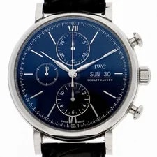 IWC — IWC IW391008 Portofino Black Dial Automatic Stainless Steel Leather ’s — Watch — resale