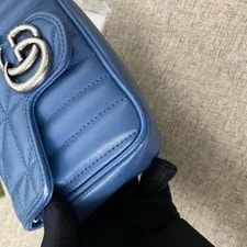 Auth Gucci GG Marmont Mini Quilt Chain Crossbody 3