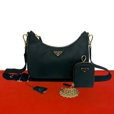 Prada — Double Prada Re-Edition Triangle Logo Metal Fittings Ge — Handbag — resale
