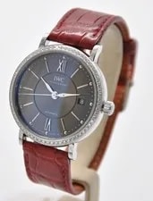 IWC Portofino Automatic 37mm Grey Diamonds Steel IW458104 Leather 3