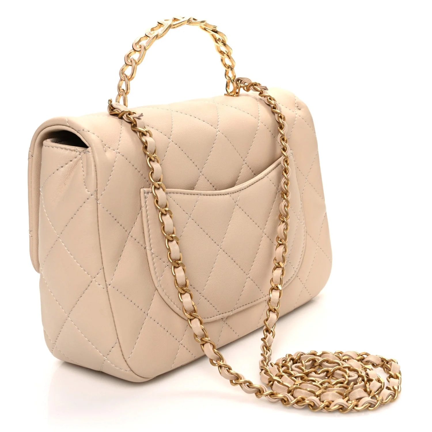 Quilted Metal Enamel Chain Top Handle Square Flap 3