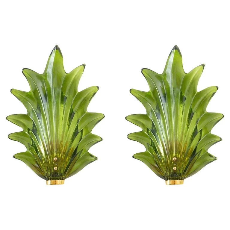 Murano — Pair of Murano Leaf Wall Lights, in Stock — Furniture — resale