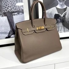 Hermes Birkin 35 Etoupe D Engraved 883059 2