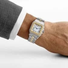 Cartier Santos Carrée 2961 Yellow Gold Stainless Steel White Dial 2